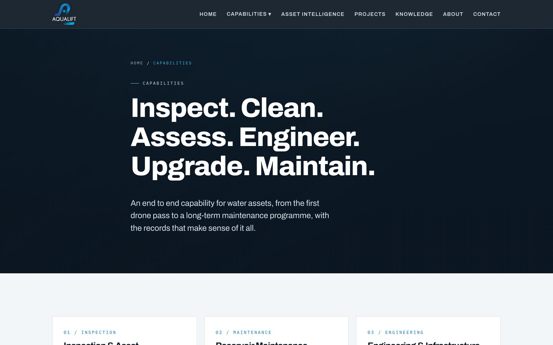 Aqualift website, another page